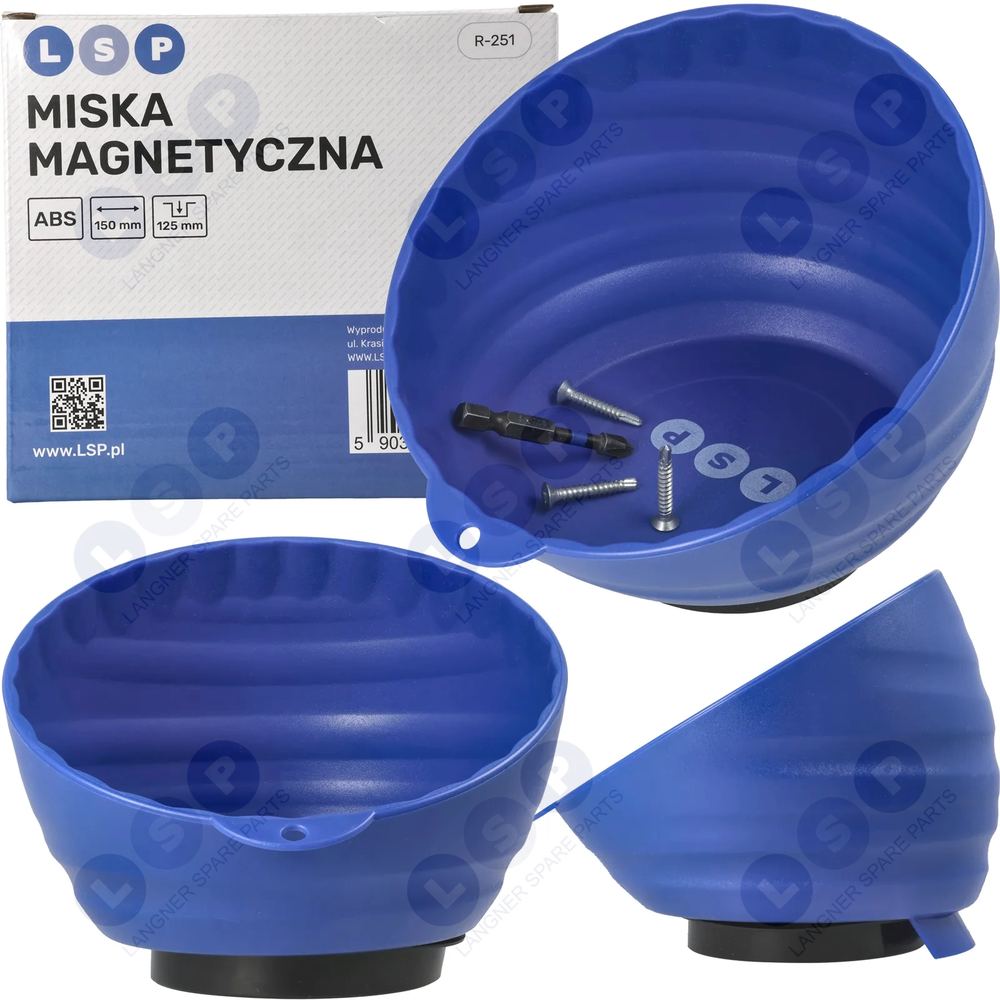Magnetická miska, okrúhla dielenská nádoba na skrutky a skrutky
